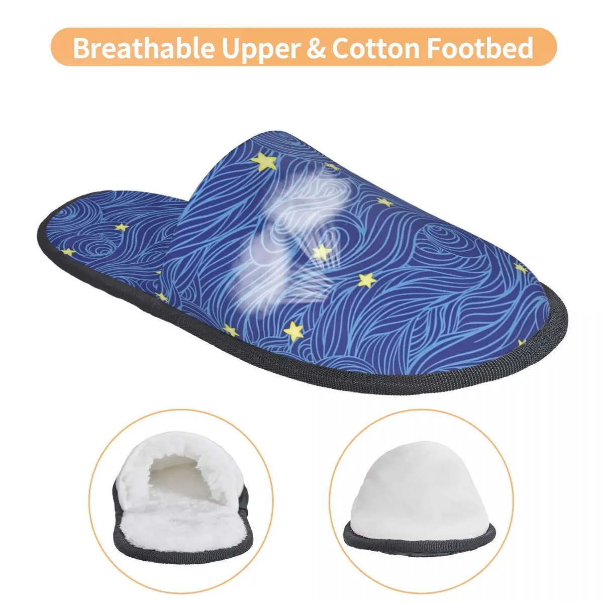 Custom Van Gogh Starry Night Clouds Memory Foam Slippers Women Soft Warm House Slippers