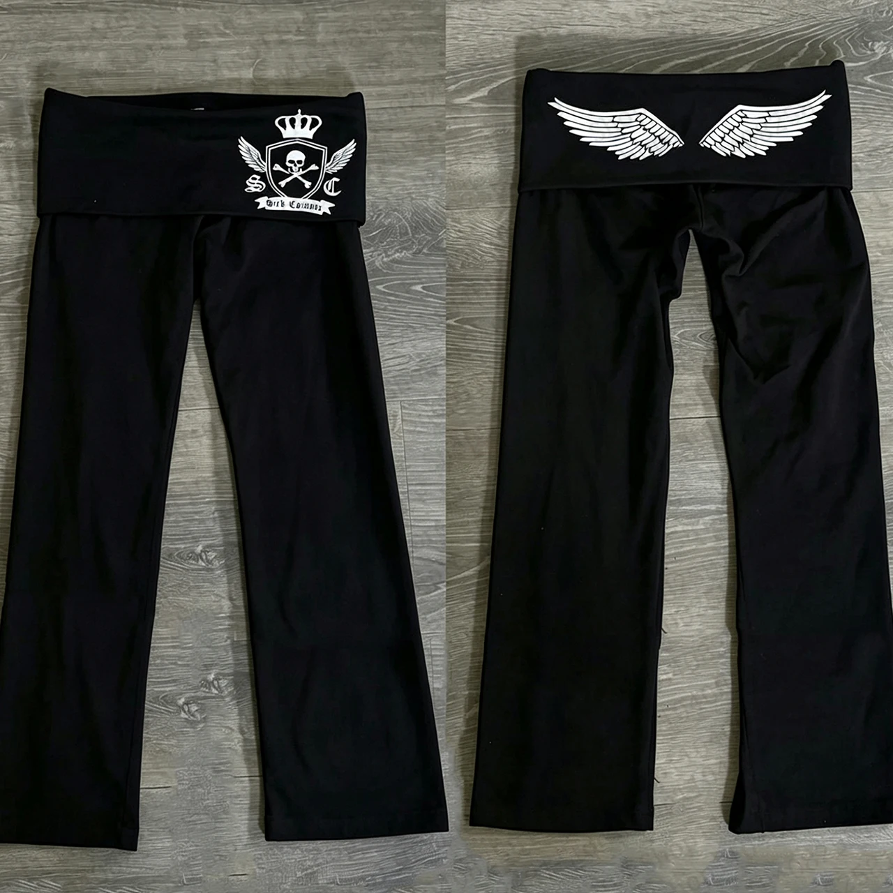 Gothic geometric print Y2K pants punk rock style comfortable wide leg pants Gothic retro casual women's style Emo girls punk