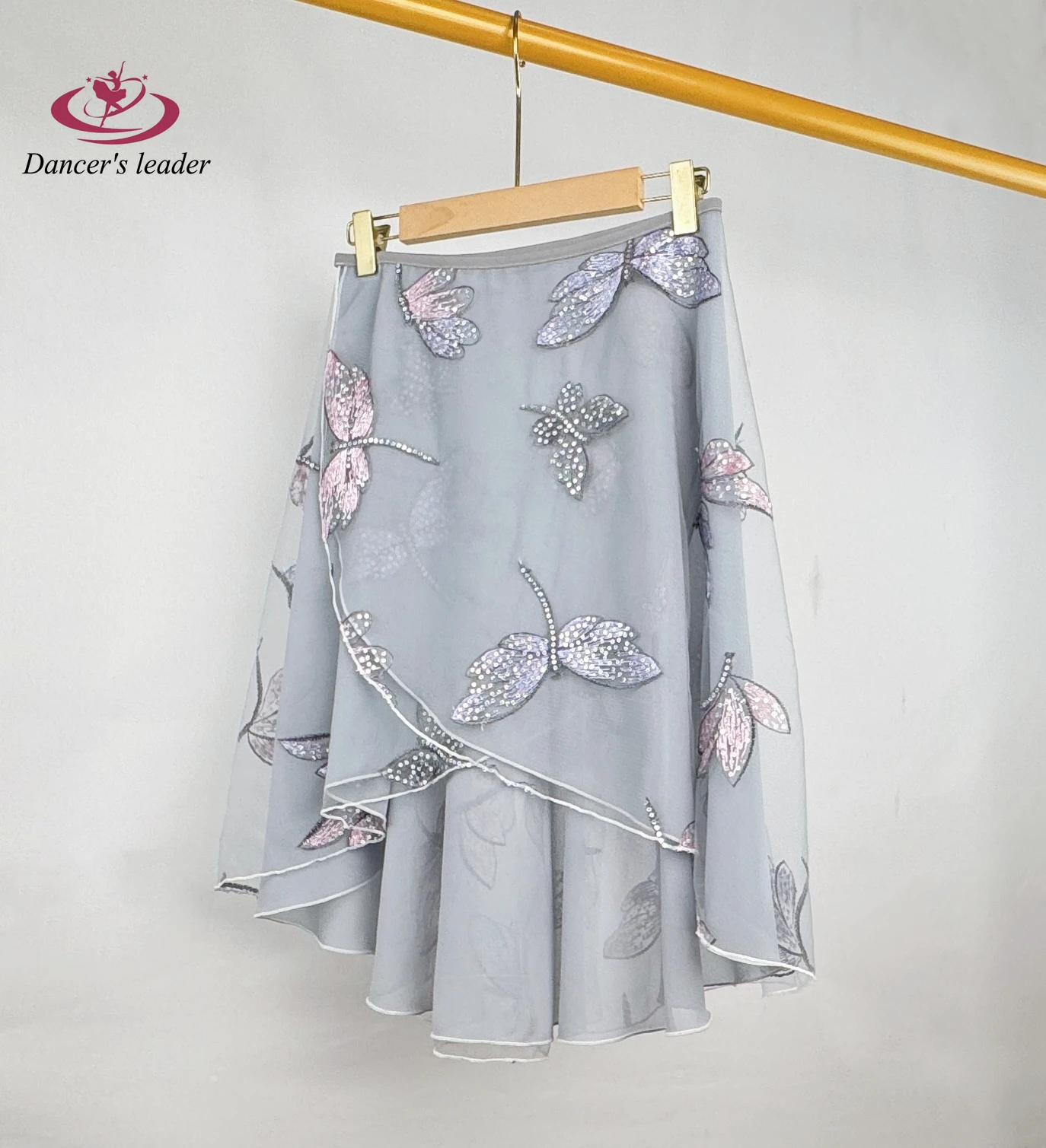 발레 스커트 이중 레이어드 잠자리 자수 댄스 스커트 성인 점프수트 소녀 발레 연습 미니 스커트 사진