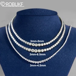 Gradient Full Moissanite Diamond Tennis Necklace for Women 925 Sterling Silver Plated 18K White Gold Neck Chain Jewely with GRA