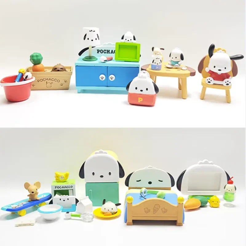 Re-ment Sanrio Pochacco Candy Toy Box Kawaii Room Furniture Miniature Items Anime Figure Cute Cinnamoroll Figurine Collection