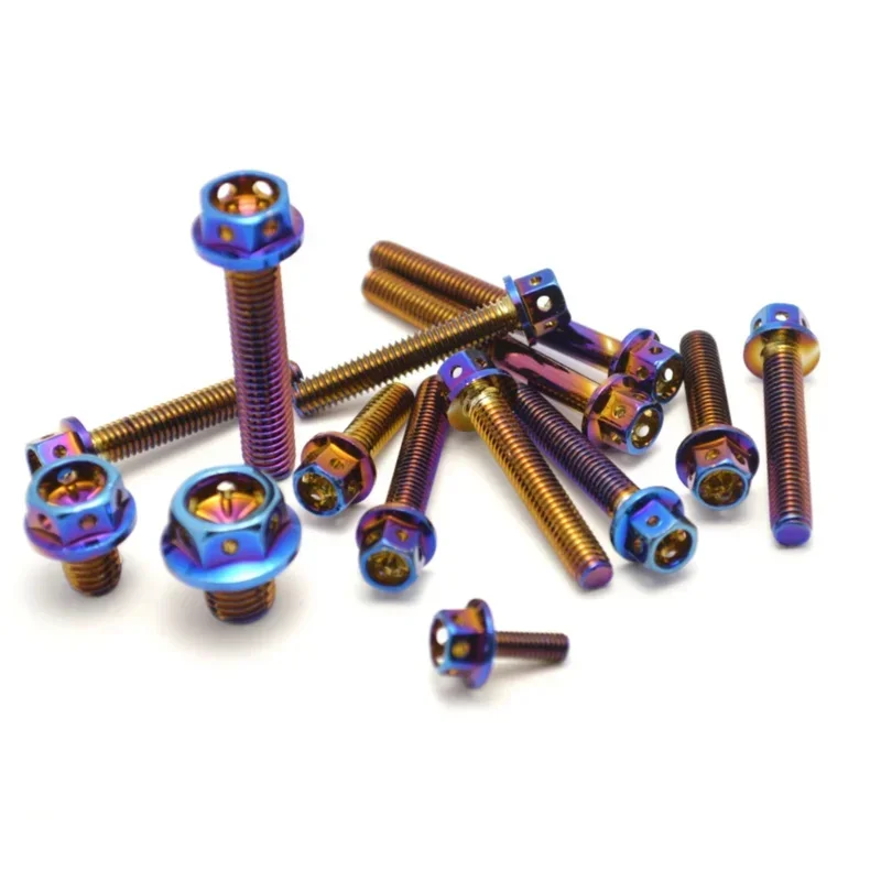 M8 Titanium Plated Bolts for Motorcycles Compatible with Yamaha Honda BMW Kawasaki Ducati KTM