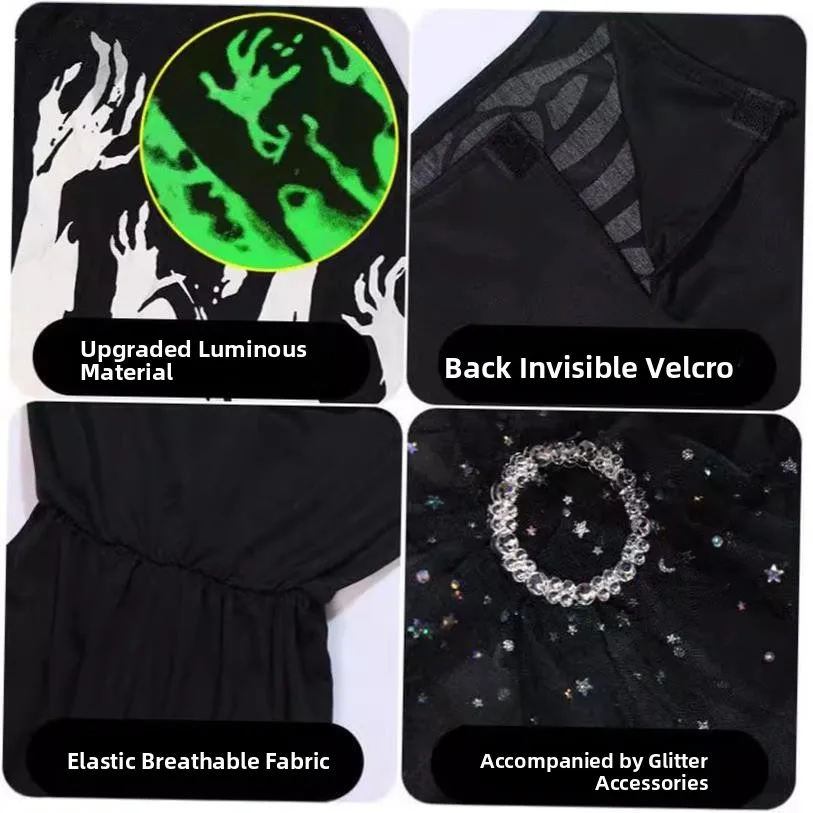 Glowinthek Reaper Skeleton Costume loween Cosplay Ladies Fancy Dr Par Stage Performance Traditional Chinese Ethnic...