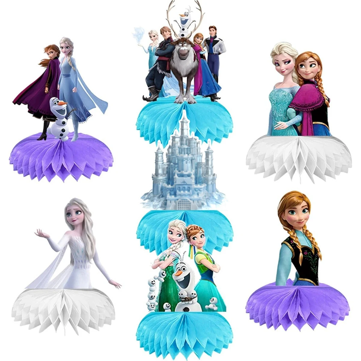 Adornos de Panal de Abeja de Frozen Queen para Fiestas, Centros de Mesa de Elsa, Anna y Olaf, Decoración de Escritorio, Regalo para Fiestas de Cumpleaños Infantiles