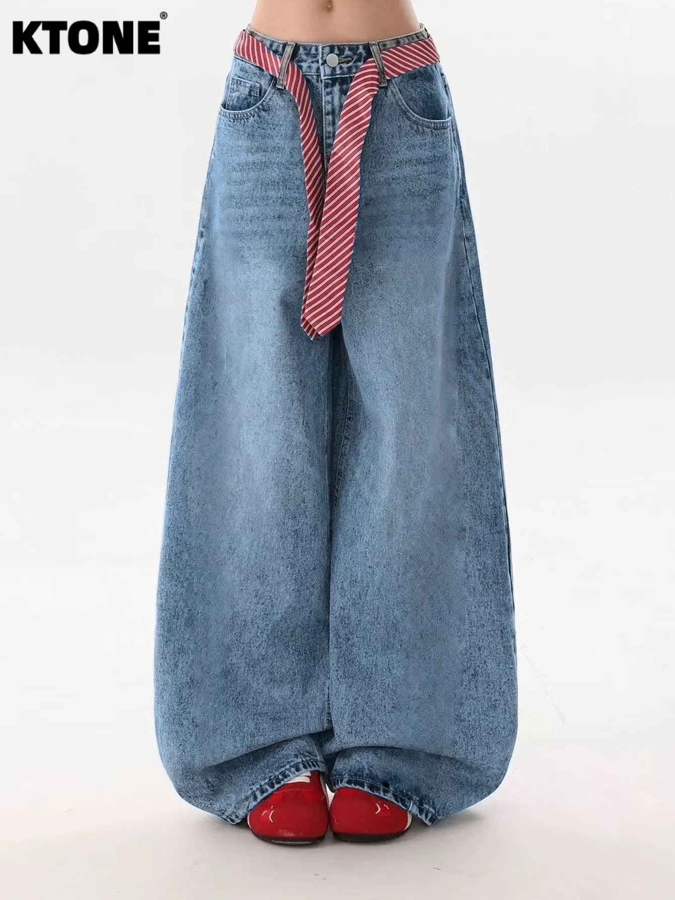 

Оригинальные свободные синие джинсы унисекс для мужчин в стиле Y2K, без аксессуаров и ремней.