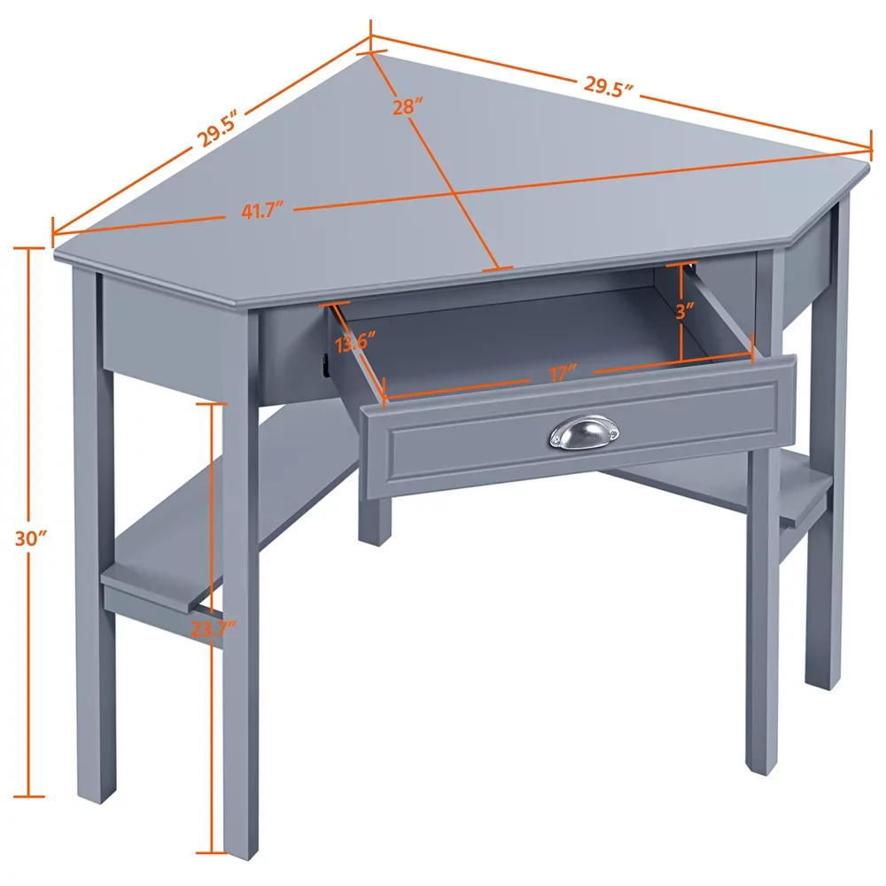 2023 New Easyfashion Corner Writing Desk with Storage Drawer Computer Desks