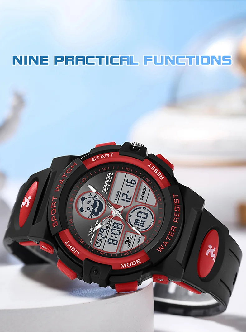 Sanda 6135 Trendy Hot Sale New Model For Men Silincone Strap Digital Movement Sports Mode Alarm Electronic Wrist Watch