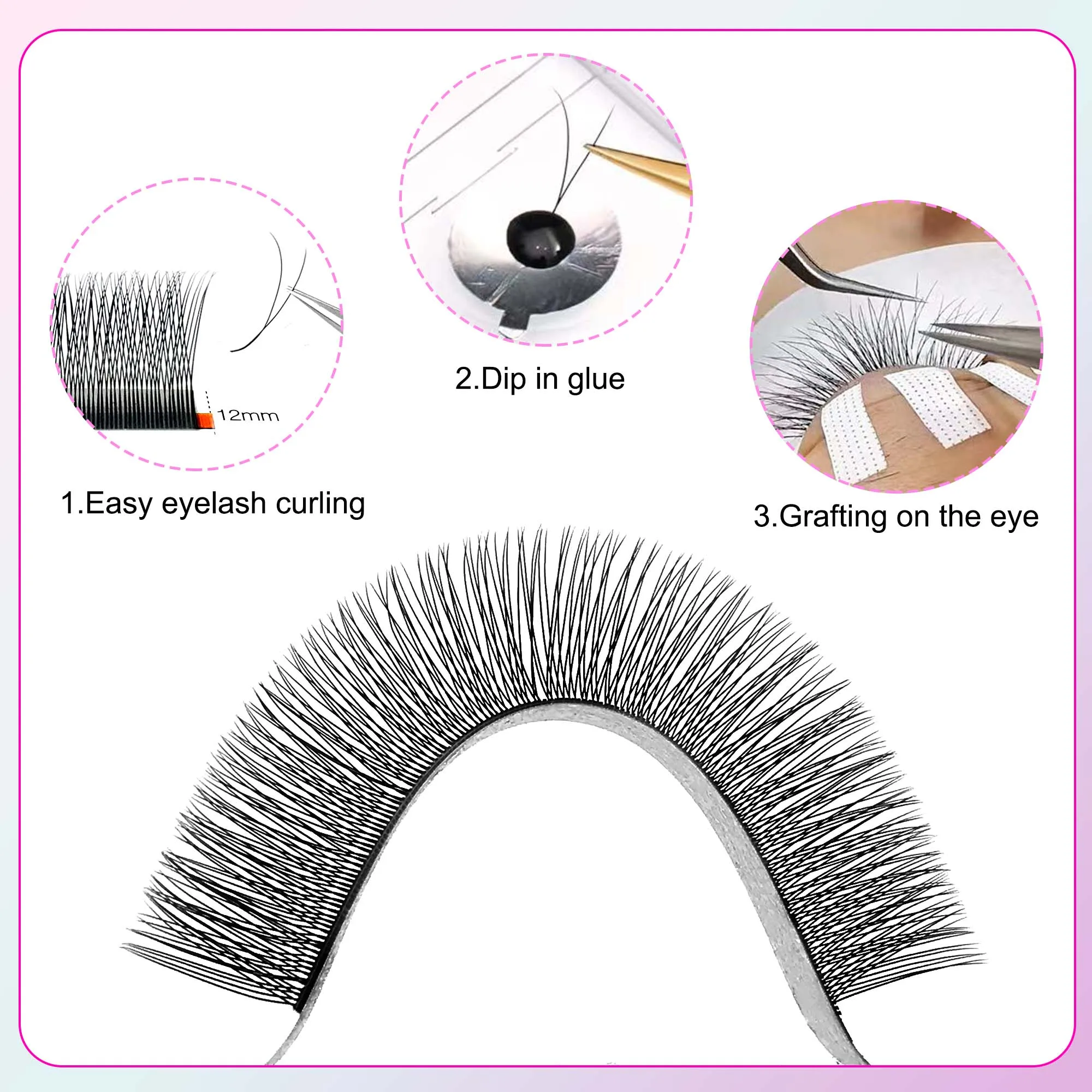 CoMango 2D Y (1D YY) Wimpernverlängerung 12 Reihen weiches russisches Volumen Mink natürliche falsche Wimpern Make-up-Zubehör – Detail 5
