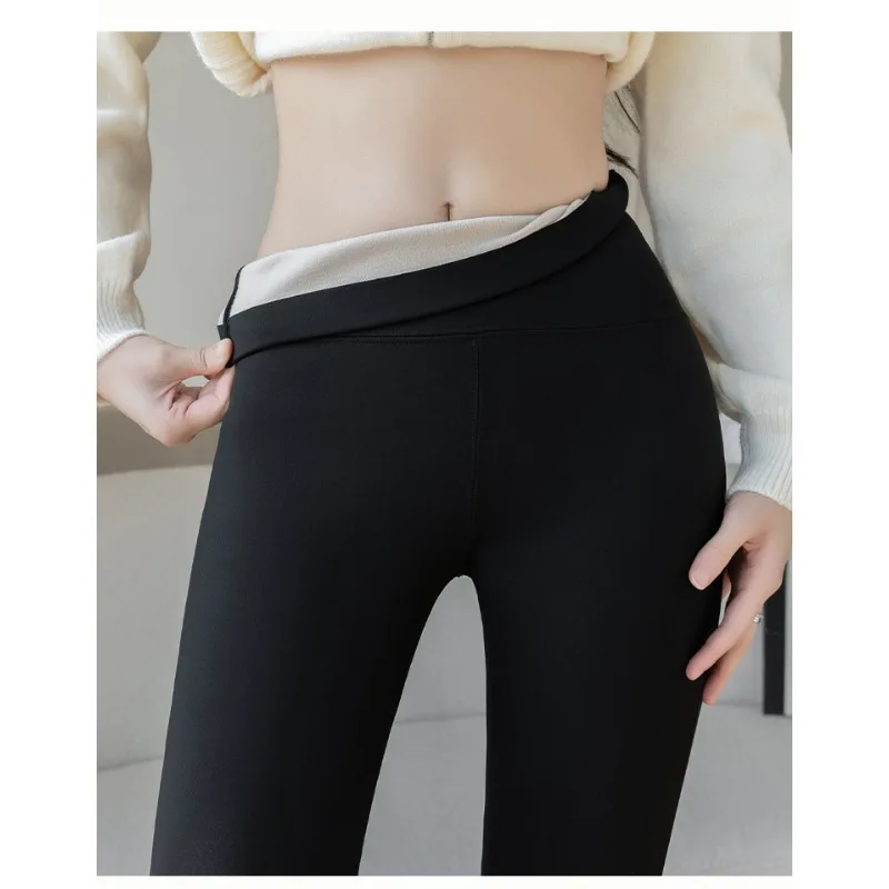 Autumn Winter High Waist Flared Shark Pants Women Adding Velvet and Thicken Leggings Stretchy Hip Liftting Sports Casual Pants