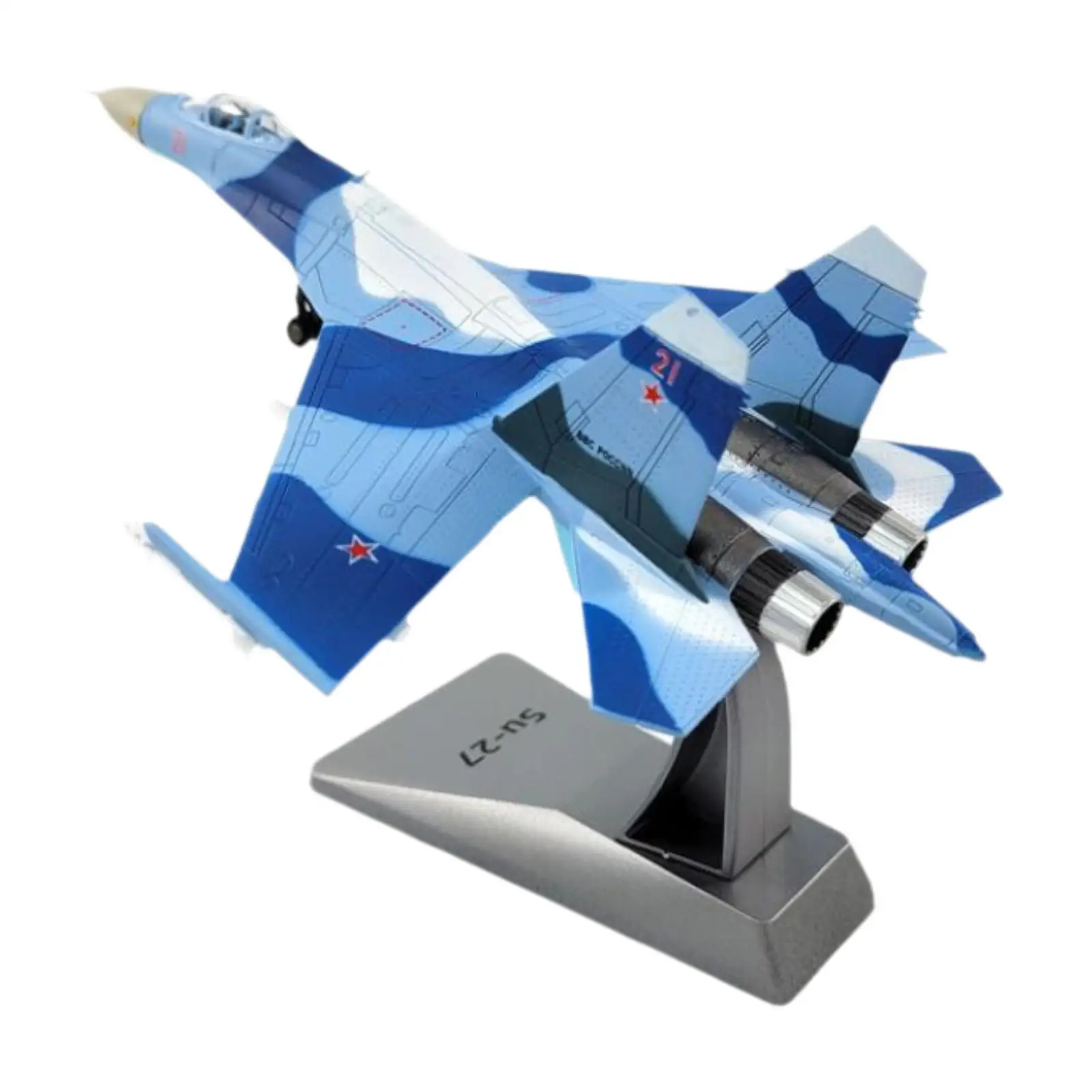 1:100 SU27 Airplane Model with Stand, Fighter Model Diecast Plane for Living Room Bar Cafe Decoration