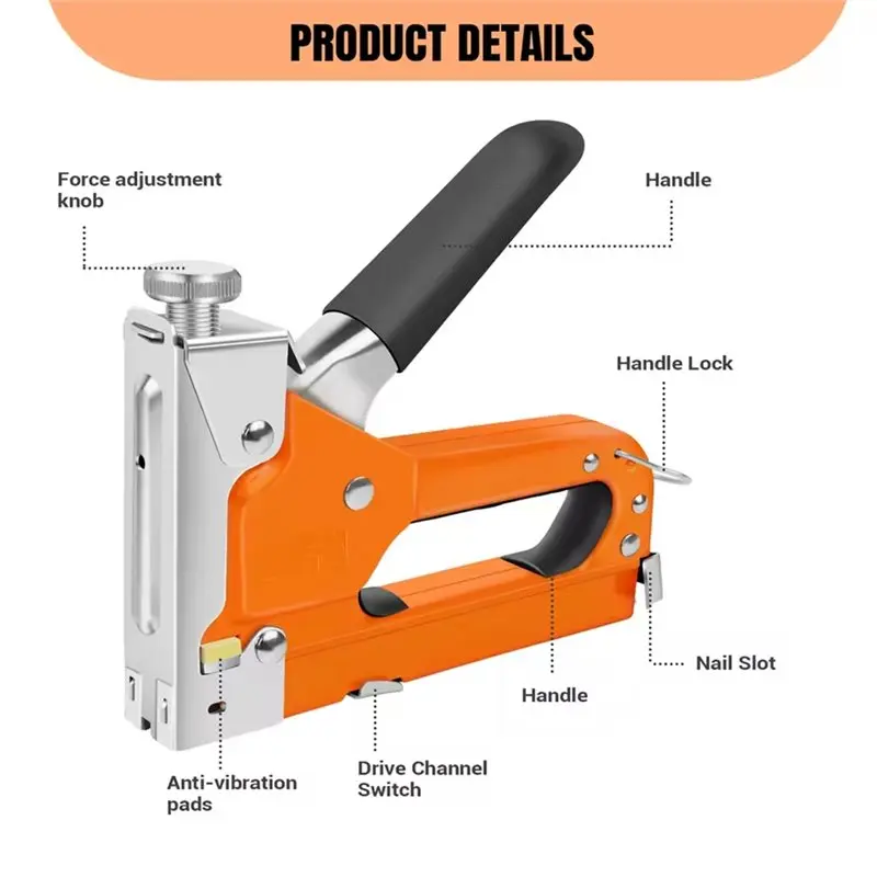 WCS-Heavy Duty Staple Gun 3-In-1 For Home DIY Projects With 3000 Staples Upholstery Nail Gun Included