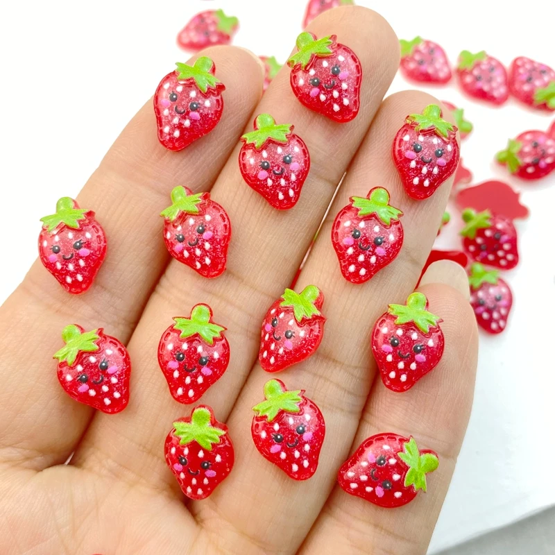 50Pcs New Mixed Nail Art Resin Strawberry Designer Charms Rhinestones DIY Craft For Nail 3D Decorations