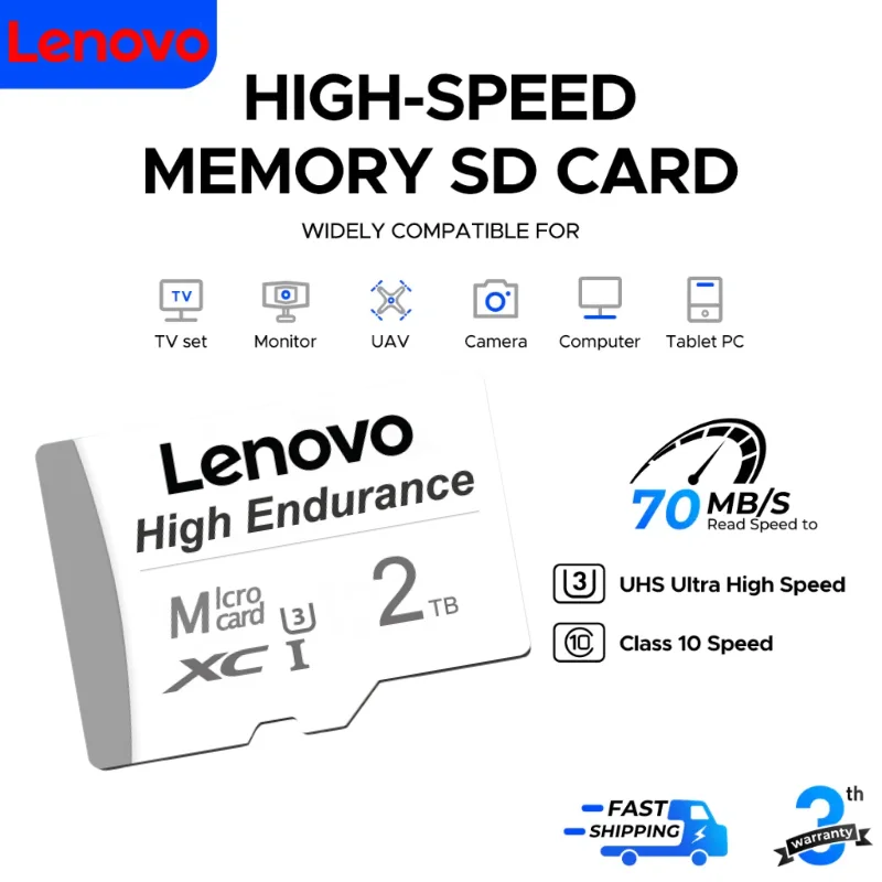 Lenovo SD Memory Card 2TB 1TB Class 10 High Speed Micro SD Card 1TB 512GB For Nintendo Switch PC Smart phone SD Card 128GB 256GB