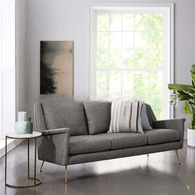 Simple Modern Metal Stainless Steel Fabric Single Sofa Furniture Sales Department Double Triple Sofa