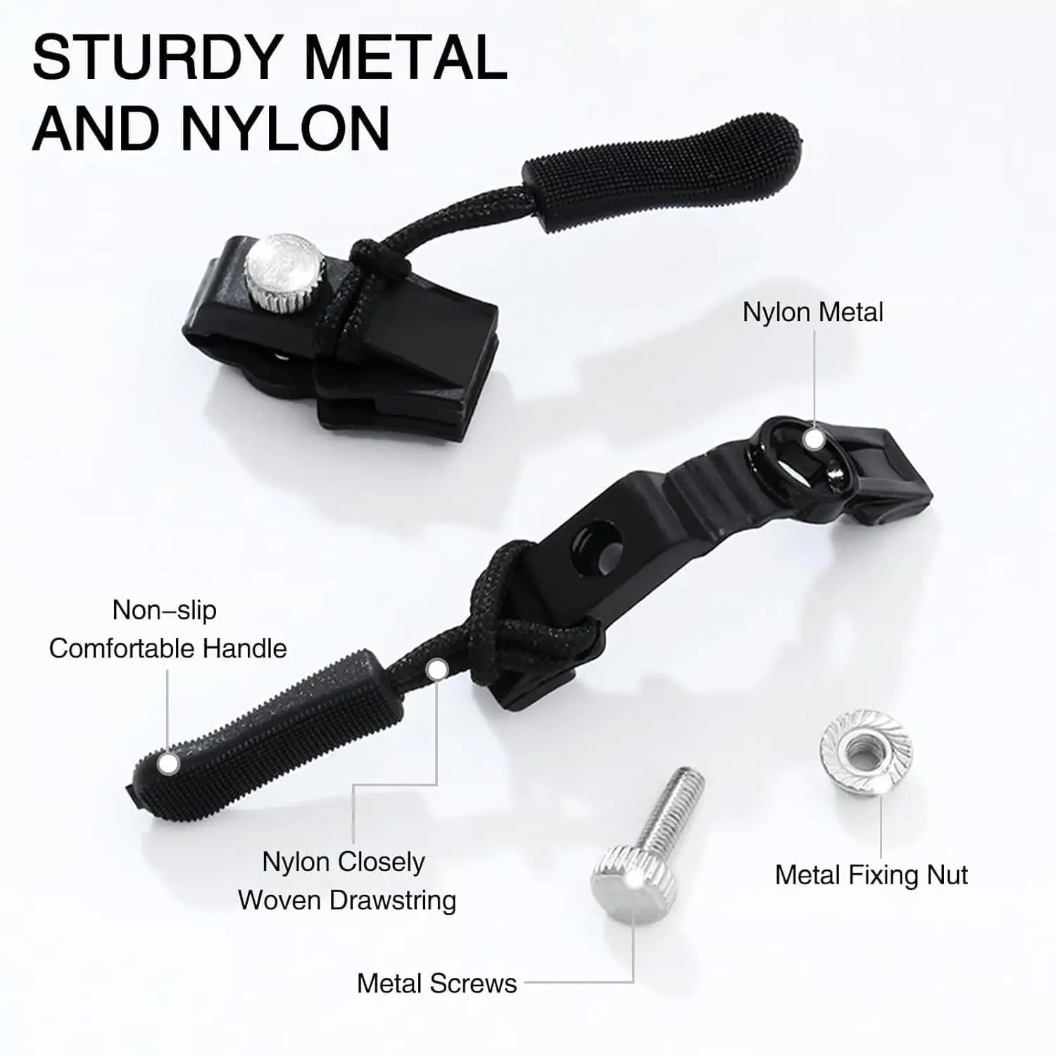 3Pcs Universal Zipper Repair Kit Zipfix Quick Instant Detachable Zipper Head Replacement Zipper Slider Pull for Jacket Bags Coat