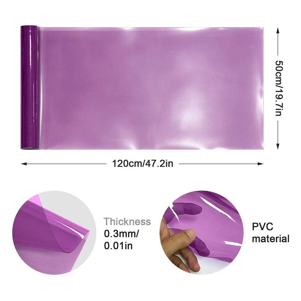Pcs 0.3mm Colored PVC Roll 50x120cm, Waterproof Glossy Sheet for Sewing Bow Handbag DIY Crafts