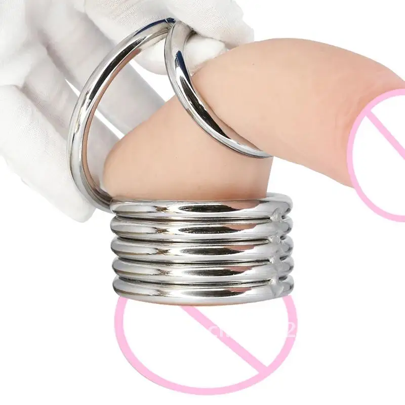 Anillo abierto de acero inoxidable de 3 niveles y ensanchador de bolas, juguetes de acero para pene para hombres, para bloqueo de escroto, testículo, restricción sexual, colgante para pene CBT