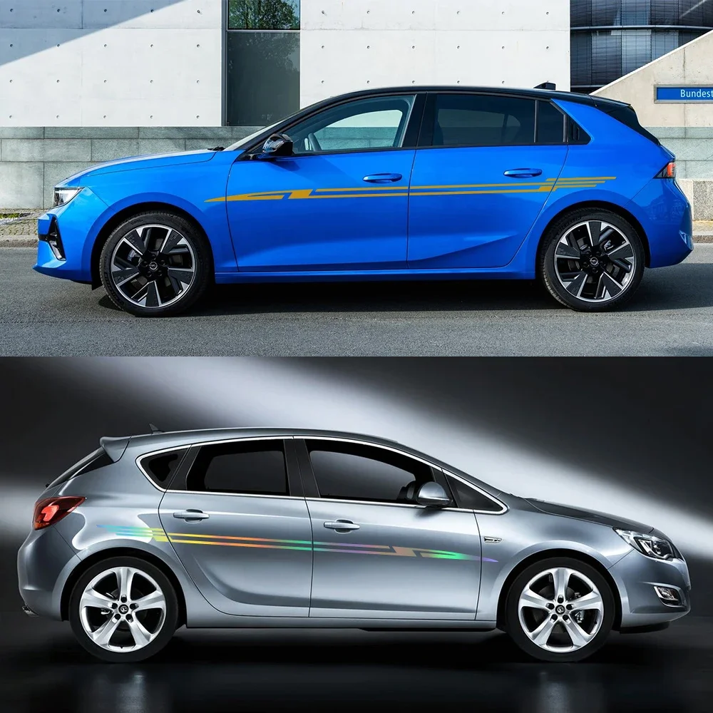 لأوبل أسترا H K J G 2 قطعة باب السيارة الجانب تنورة المشارب ملصقات Z شكل الرياضة التصميم الفينيل فيلم الشارات DIY بها بنفسك اكسسوارات الديكور