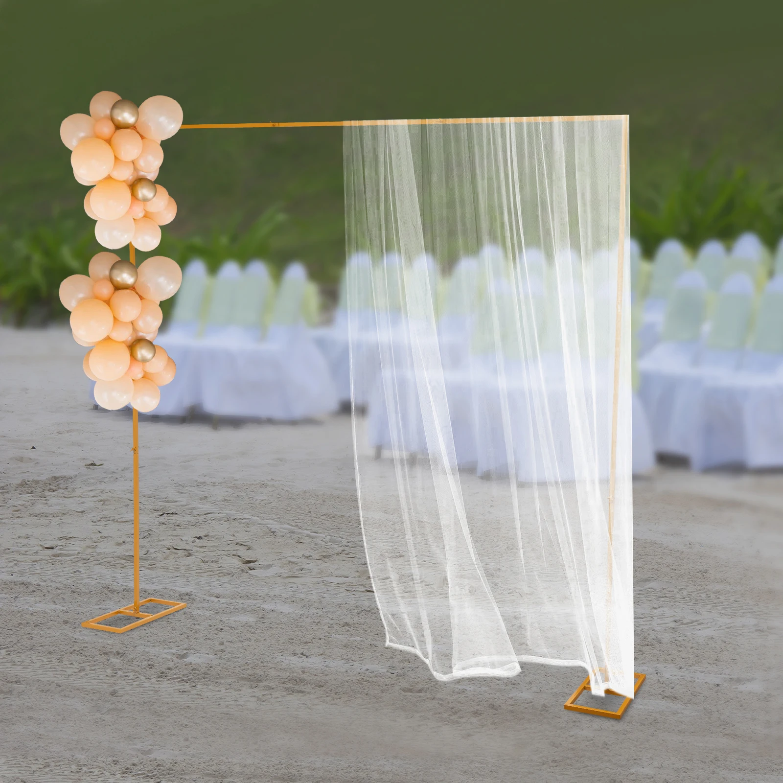 3.38*1.31*6.56ft Balloon Wedding Backdrop Stand, Metal Balloon Frame Stand, Garden Floral Balloon Decoration Wedding Decoration