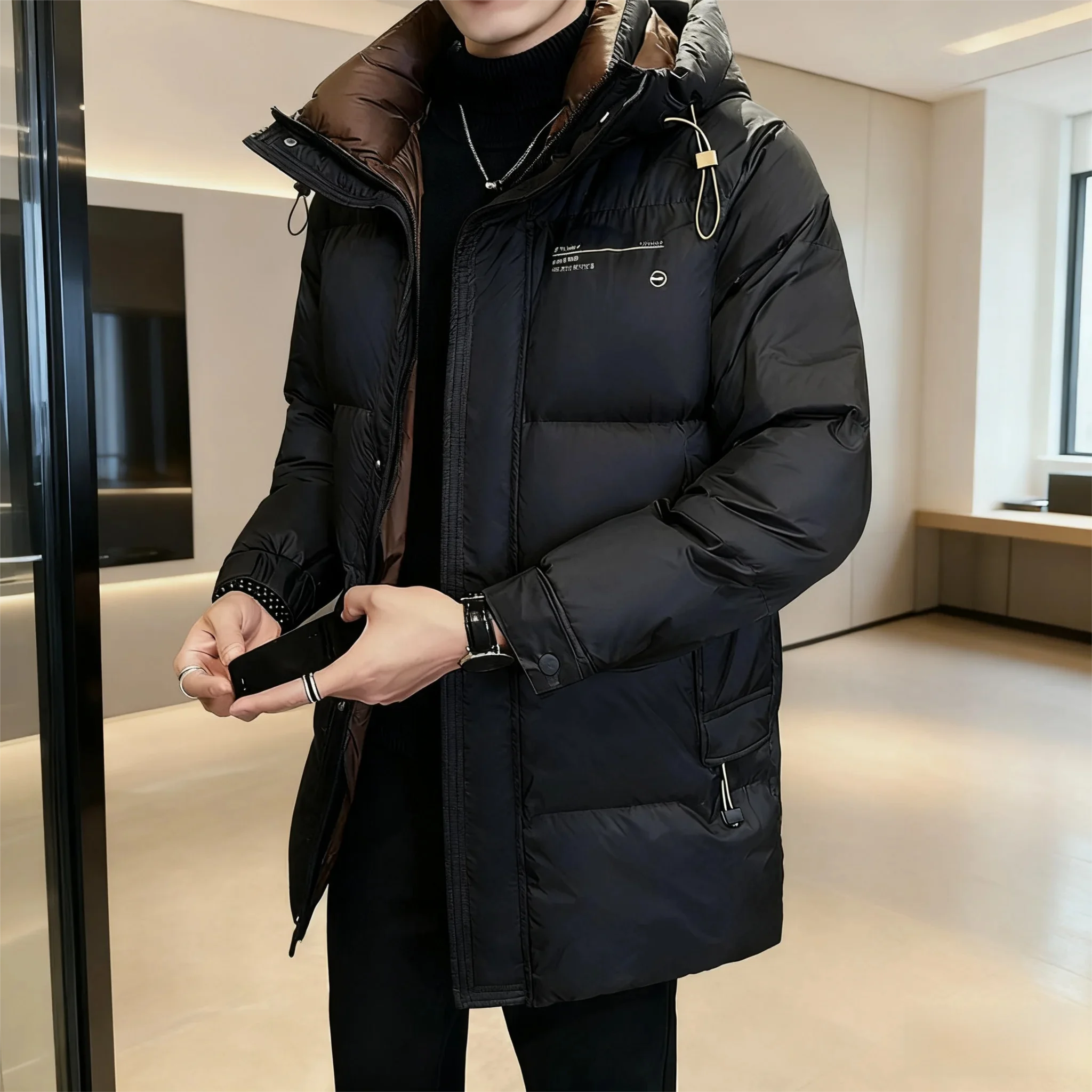 Men's -30°C Arctic Parka - 90% White Duck Down Water-Resistant Hooded Coat with(Extreme Cold Weather Jacket)