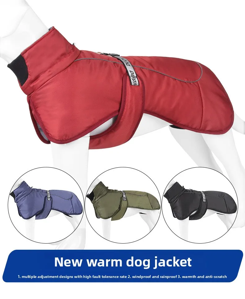 

Осенне-зимняя новая одежда для собак, утолщенная теплая одежда для больших собак, светоотражающая одежда для больших собак с хлопковой подкладкой для домашних животных