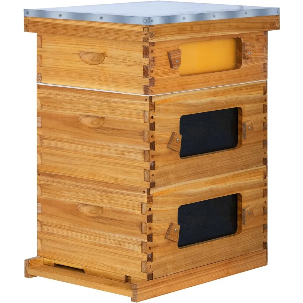 

Стартовый комплект рамы для пчелиного улья с окнами, коробки для пчелиного улья с покрытием из пчелиного воска для пчелиных геев для пчеловодцов с рамами для улья и воском