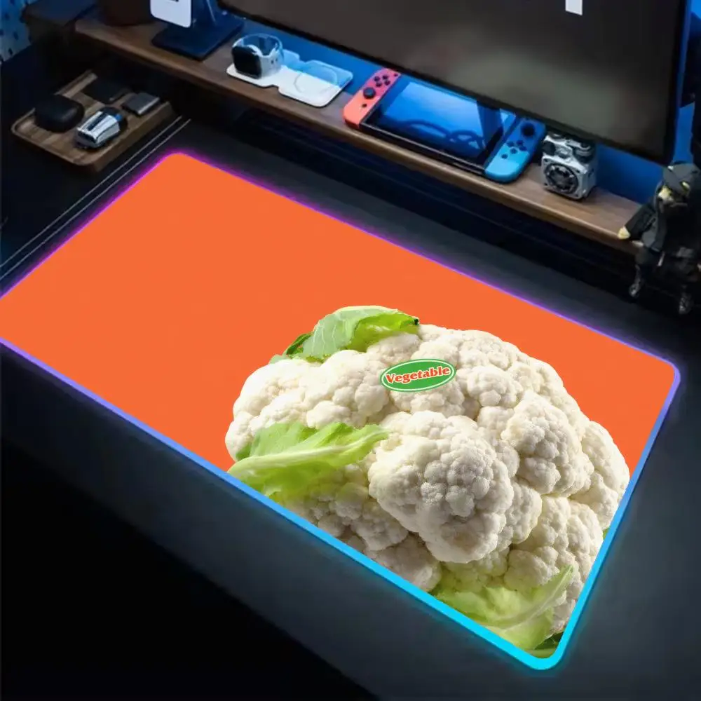 

Коврик для мыши с овощами, игровой коврик для мыши в стиле аниме, светодиодные настольные коврики с подсветкой, резиновые настольные коврики XXL RGB