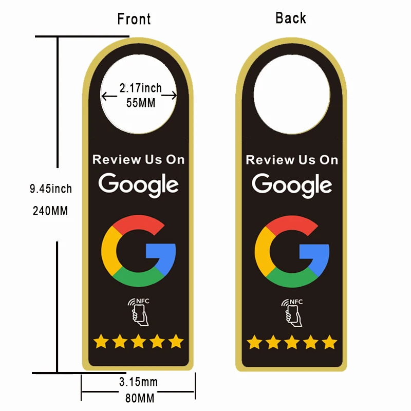 

Acrylic Material NFC Google Review Door Knob Hanger sign,Both Sides Printing