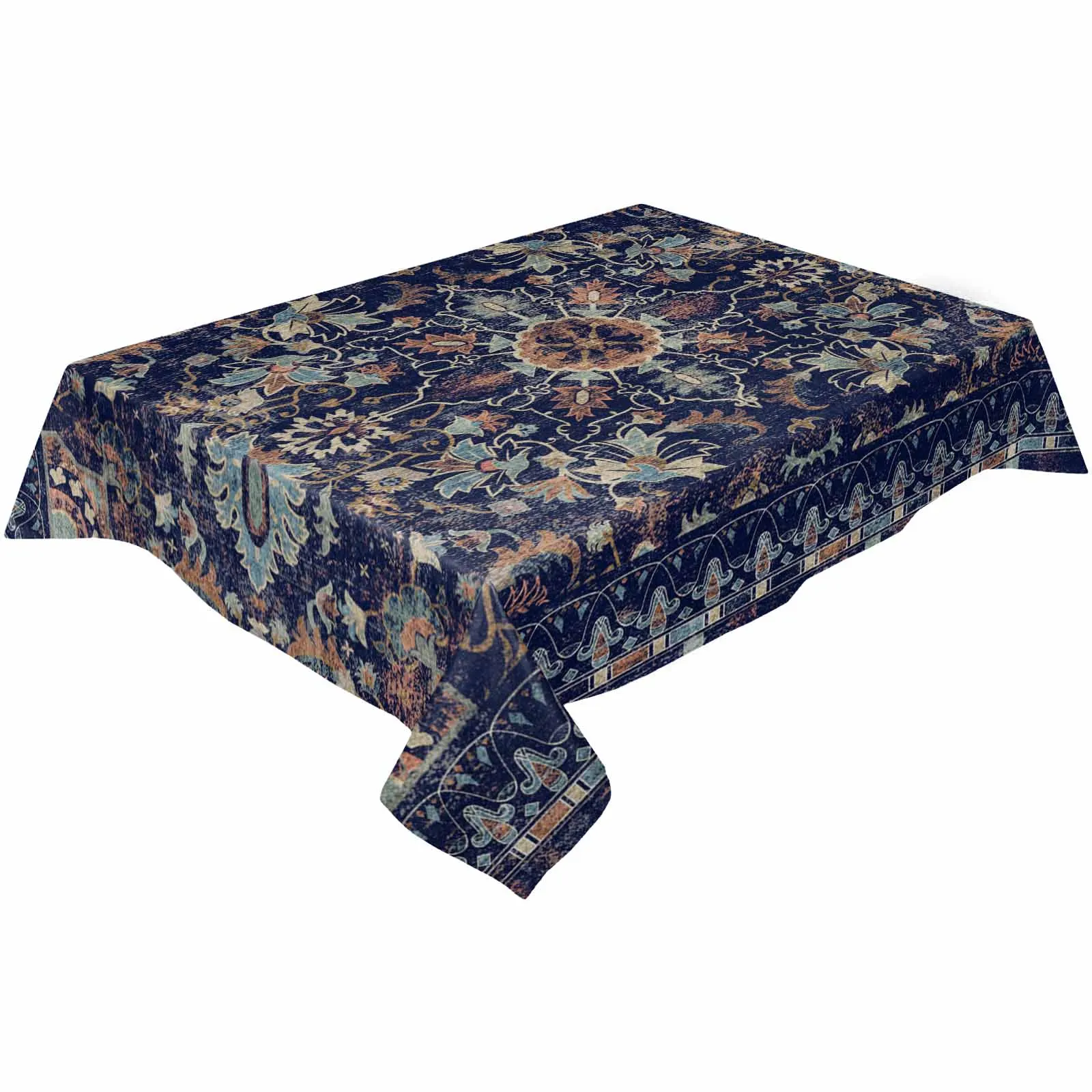 Texture Flower Ethnic Tribal Carpet Waterproof Tablecloth For Table Kitchen Decorative Coffee Cuisine Party Table Cover