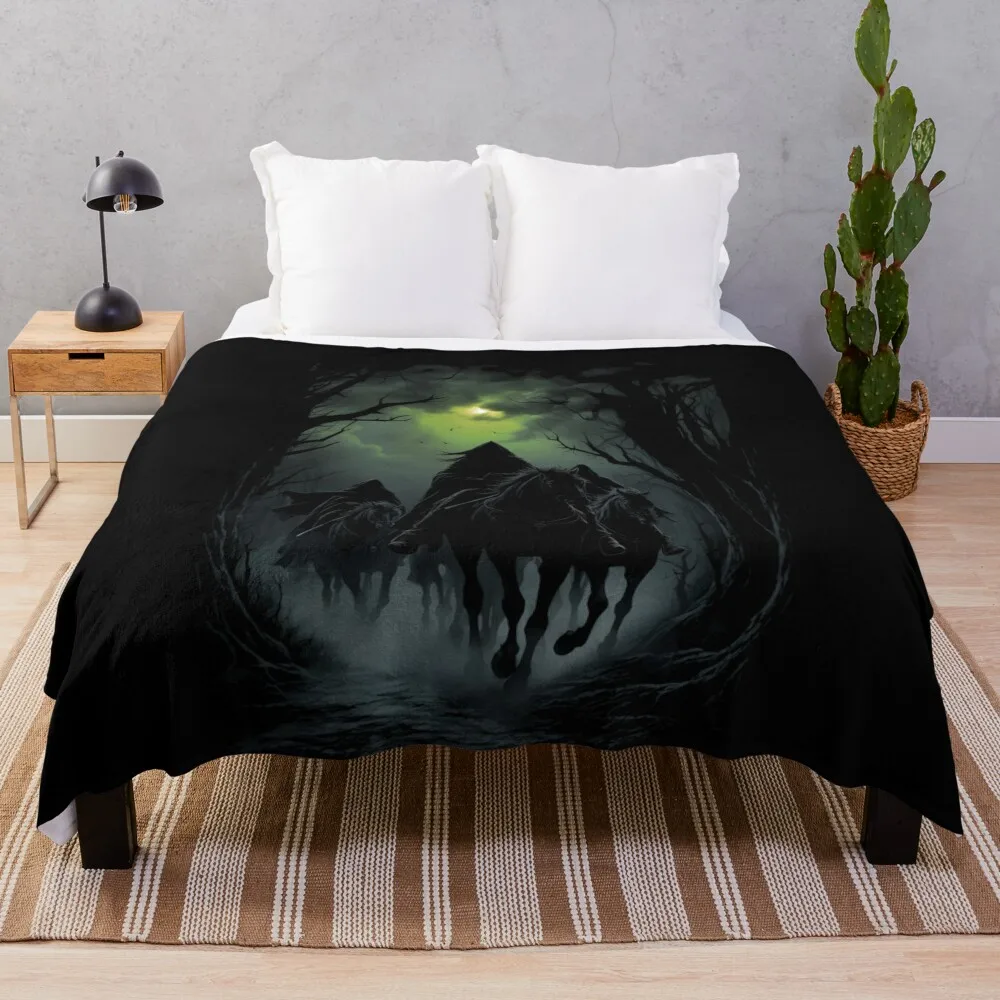 

The Nine Riders Under the Moonlight - Fantasy Throw Blanket Sofa Quilt Soft Beds Loose wednesday Blankets