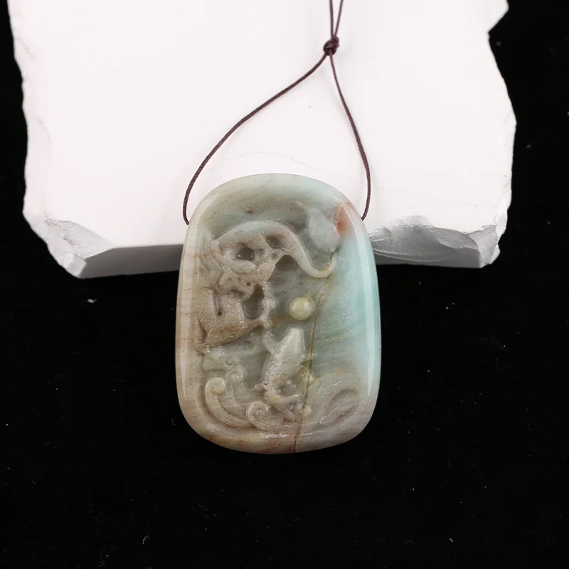 B&F Handmade Amazonite Pendants, Genuine Natural stones beads, Unique Stones for jewelry & DIY Earring Beads