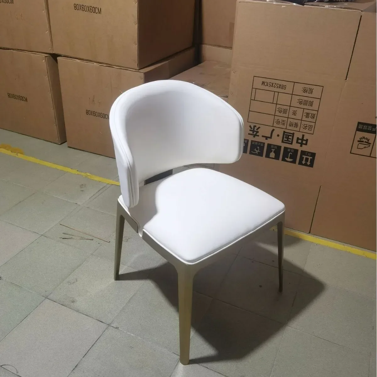 HYS light luxury modern dining chair simple dining  household chair stainless steel corrugated back  hotel