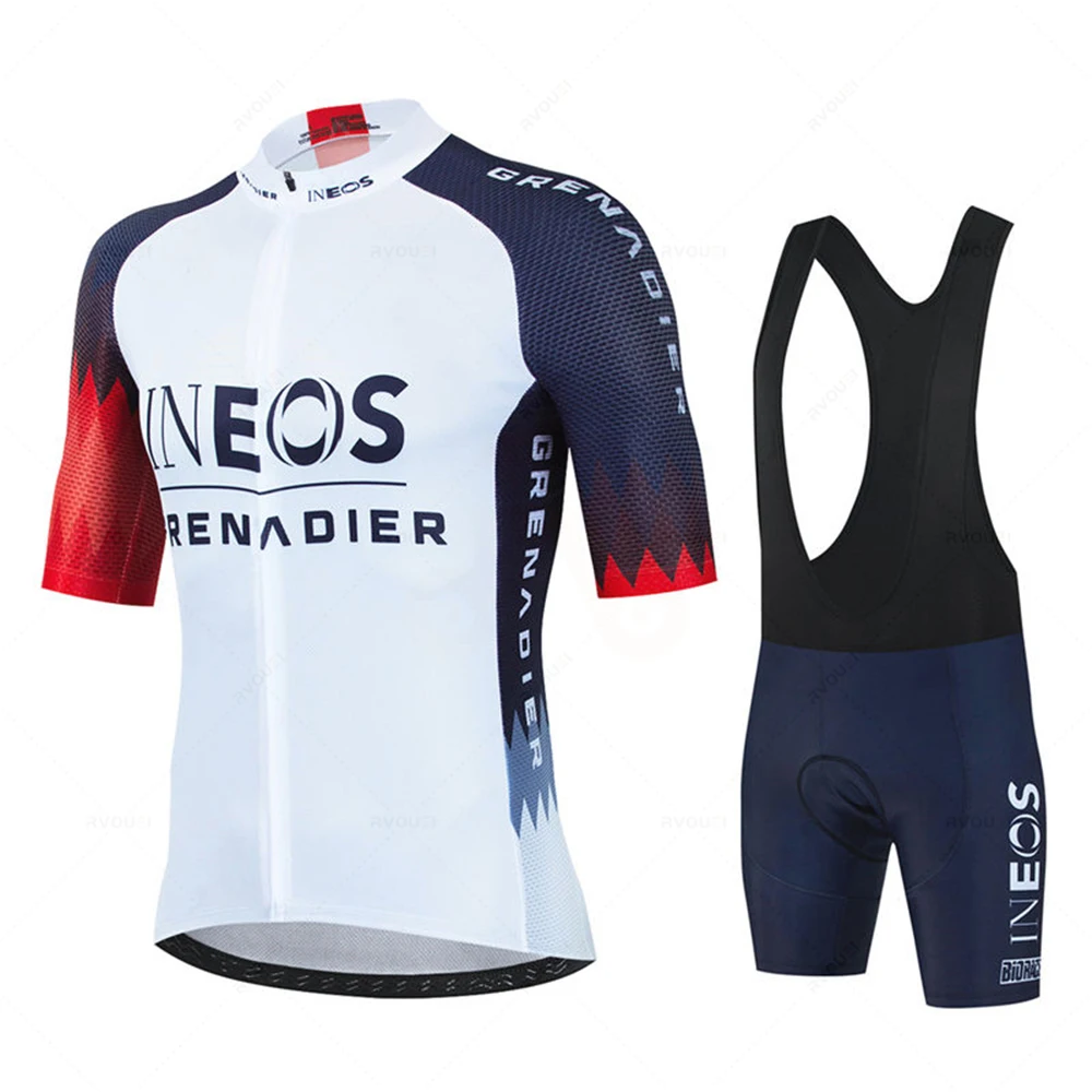 Ineos Sommer Fahrradtrikot Herren MTB Kurzarm Radsport-Set Herren Fahrradshorts Set MTB Ropa Ciclismo Fahrradshirts Maillot Bekleidung