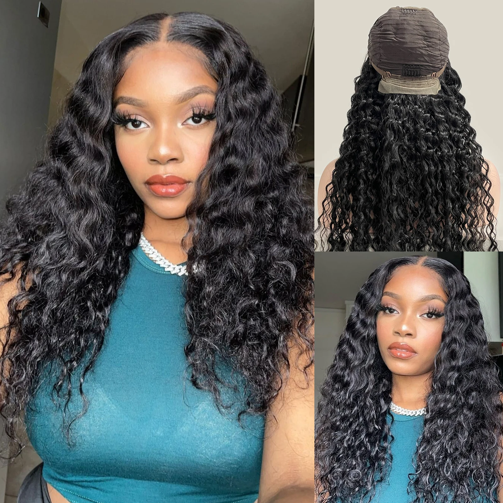 13x6 Water Wave Wigs 180% 250% 300% Deep Wave 13x4 HD Lace Frontal Human Hair Wig Pre Plucked Glueless Ready To Go Curly Wigs