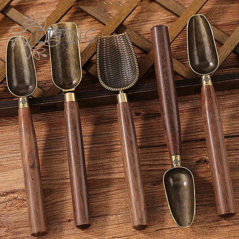 حار 1 قطعة ملعقة شاي الأبنوس ملعقة صغيرة خشب متين الرجعية الإبداعية الشاي مجرفة الشاي KongFu حفل الشاي اكسسوارات هدية