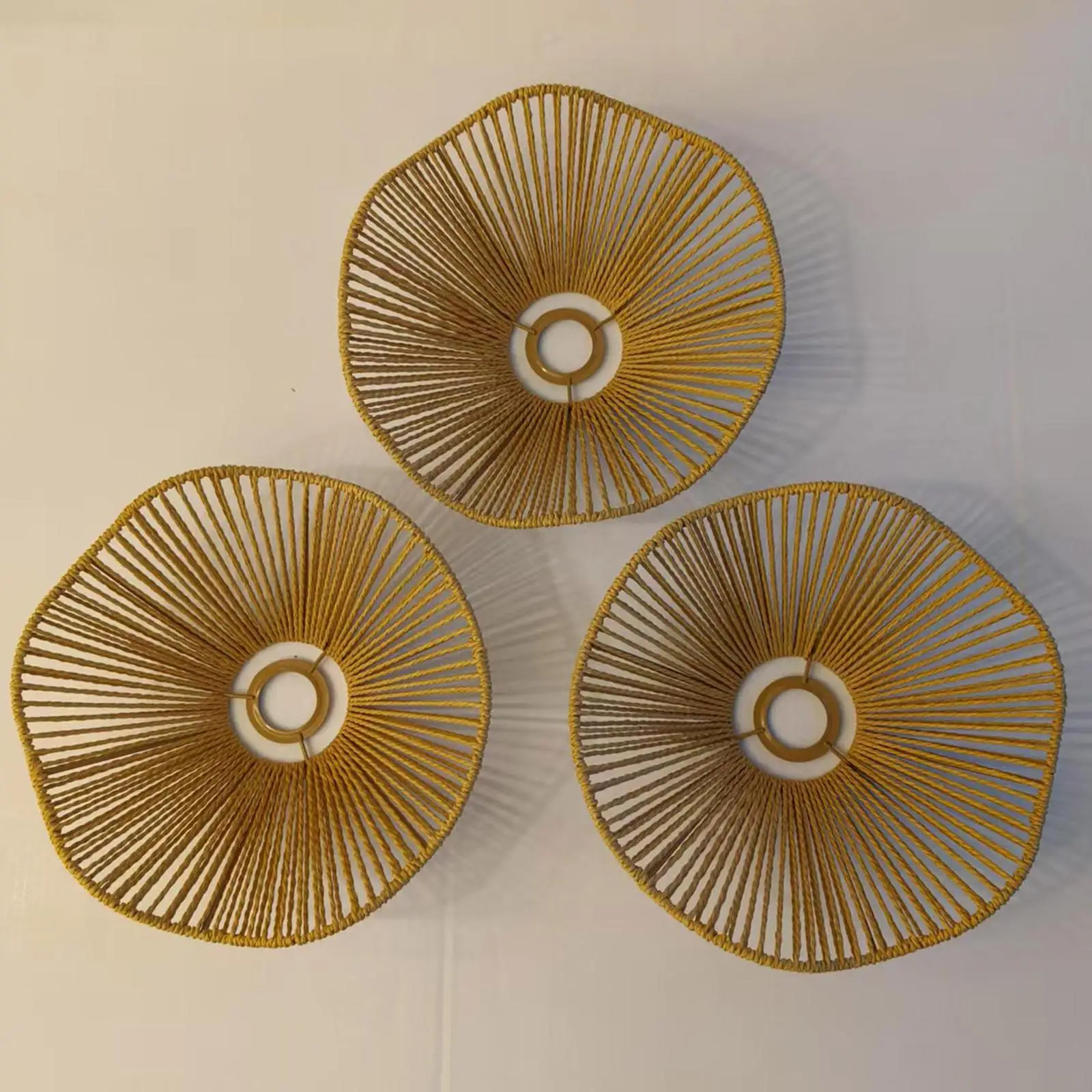 Handwoven Boho Lampshade Rustic Paper Rope Ceiling Lamp Cover Light Fixture for Office Hotel Dining Room