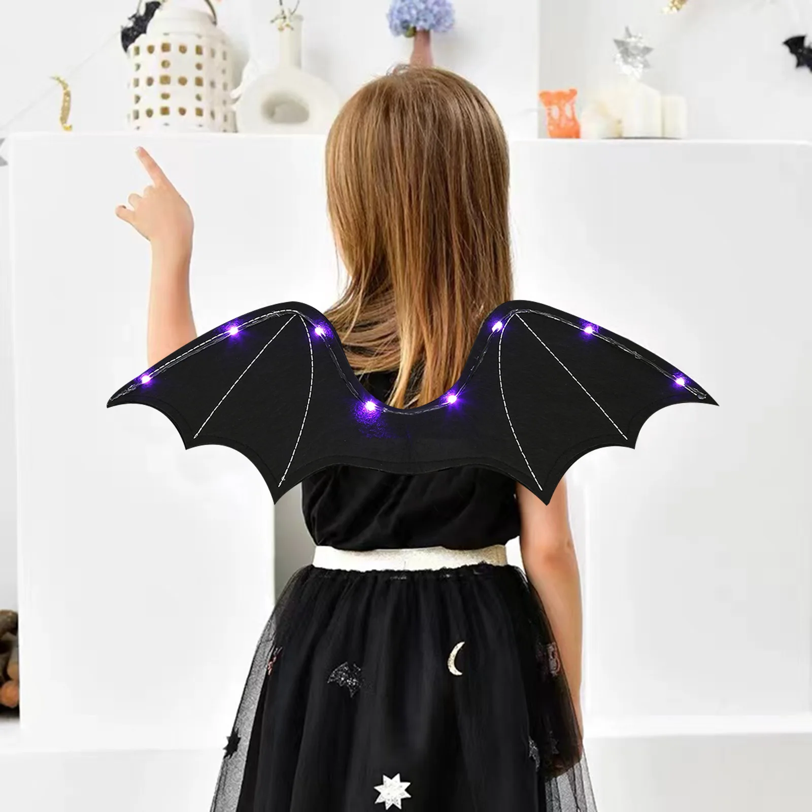 Halloween Props Demon Angel Light-emitting Children/adults Bat Wings Parent-child Performance Party Cosplay Prop Toys