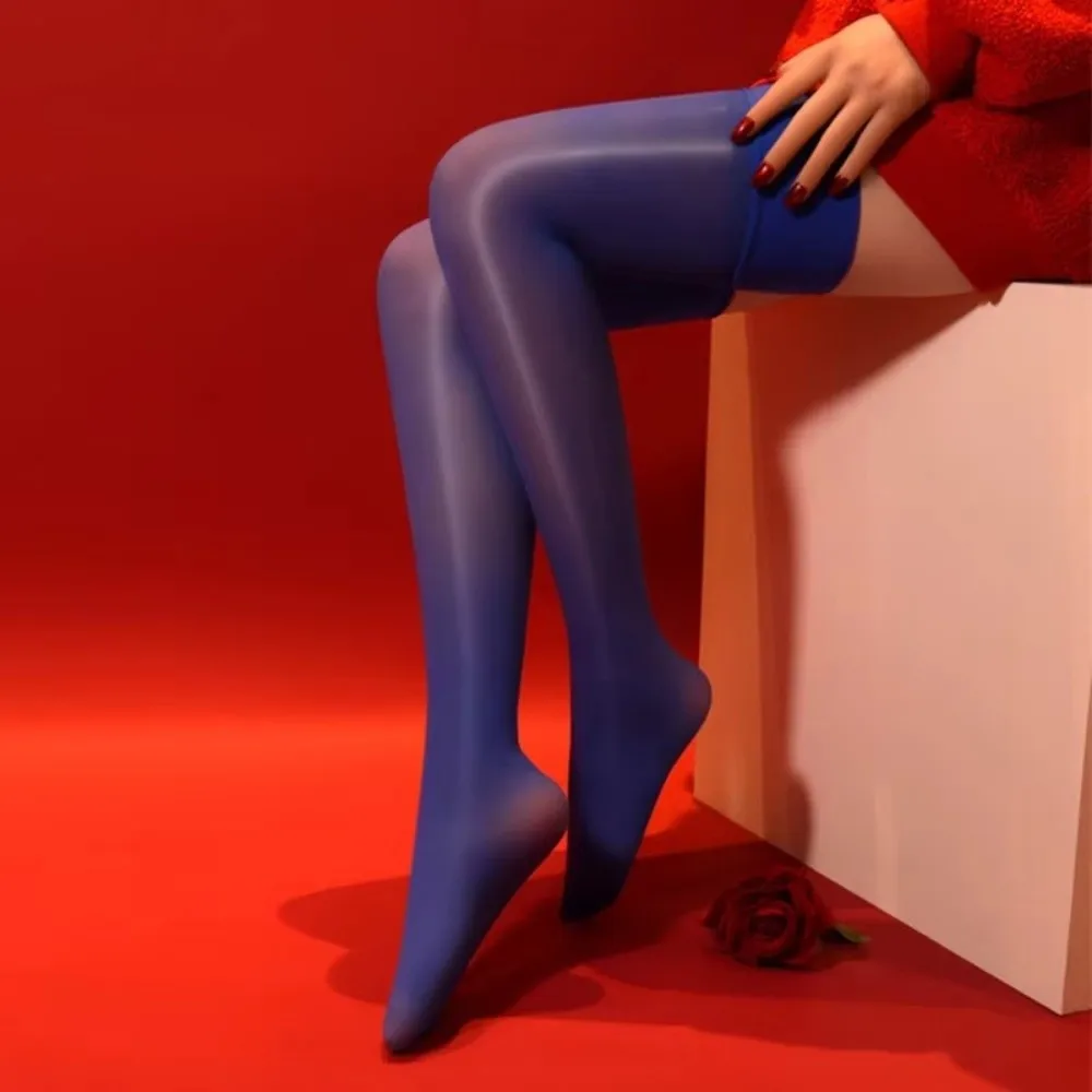 

New Candy Color Knee High Stockings Sexy Smooth Silky Touch Hosiery Oil Shiny Compression Socks Gift