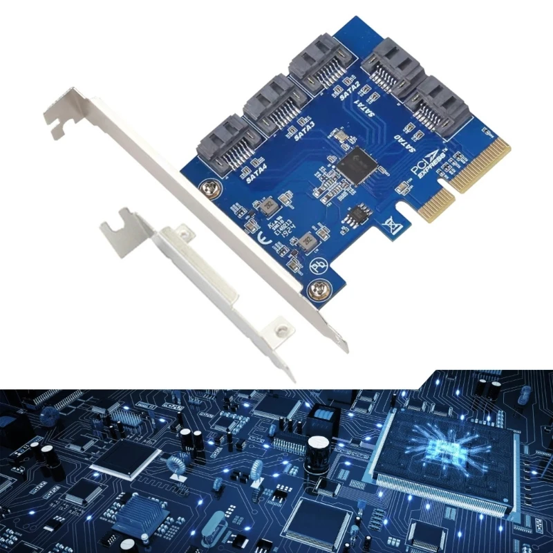 

5 Port PCIE Sata3 Adapter 6Gb Fast Speed Data Transfer PCIExpress Expansion Card For Desktop Computer