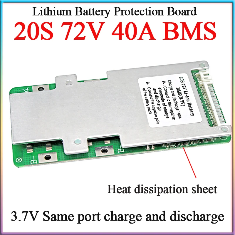 20S 72V 40A 18650 Lithium Battery Protection Board BMS 3.7V Same Port PCM PCB 72V 21700 20Ah For ebike Scooter etc Cell Pack DIY