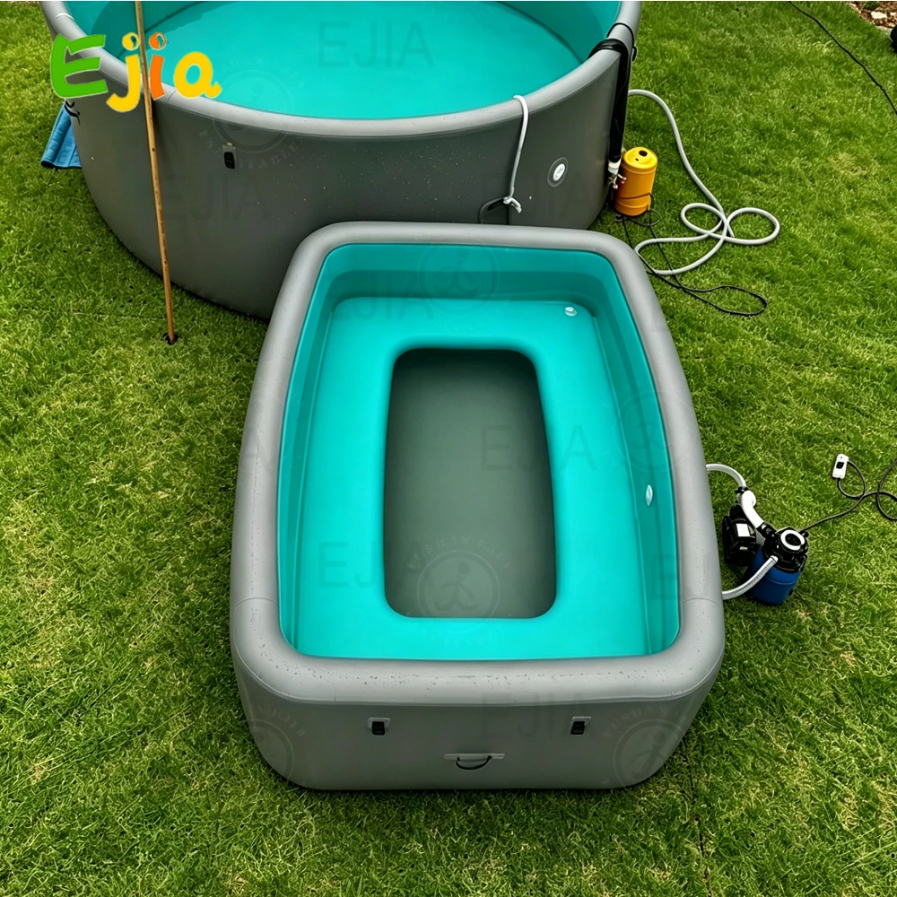 3×2×1.2m Large Inflatable Swimming Pool With Seat  Family Blow Up Durable PVC Rectangular Swim Pool for Backyard, Garden Water