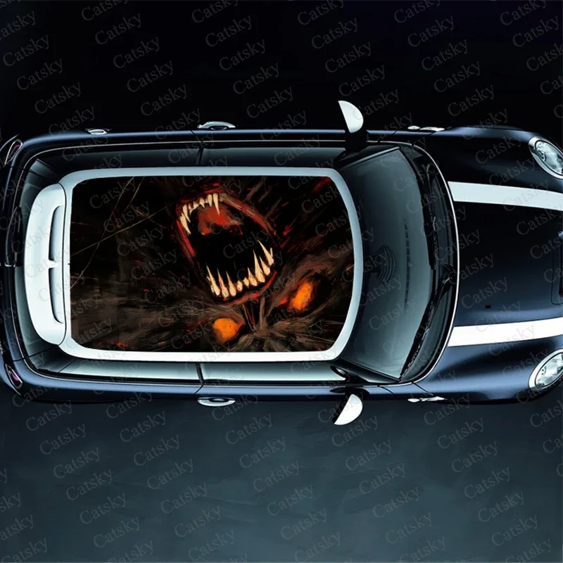 Terror Mouth Design Car Roof Sticker Wrap Racing SUV Accessories Packaging Painted PVC Custom Car Graphic Decal