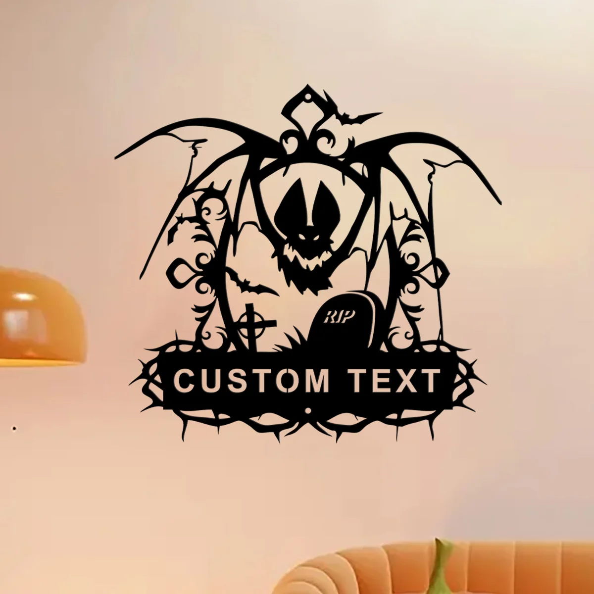 

Custom Personalized Halloween Gift,Pumpkin Bat Wall Art,Metal Sign,Custom Halloween Sign,Bat Welcome Sign For Front Door