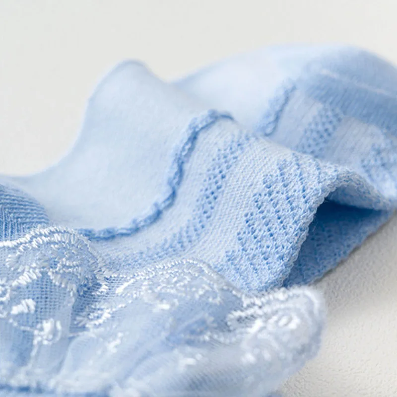 5 Paar Mädchen-Socken mit Spitzenrüschen, Baumwolle, atmungsaktiv, bequem, bezaubernd, für Kinder im Prinzessinnen-Stil, tanzfertige Socken mit Rüschenbesatz – Detail 8