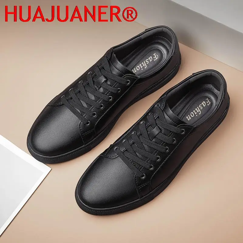 Men's Genuine Leather Casual Shoes Black Sneakers Men Autumn Shoes Man Fashion New Arrival Handmade Outdoor Leisure Walk Flats image 5