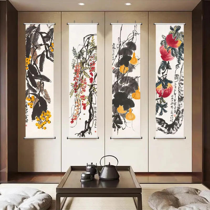 Zen Abstract Traditional Chinese Style Qi Baishi Wall Art Canvas Painting Poster Picture Print For Office Living Room Home Décor