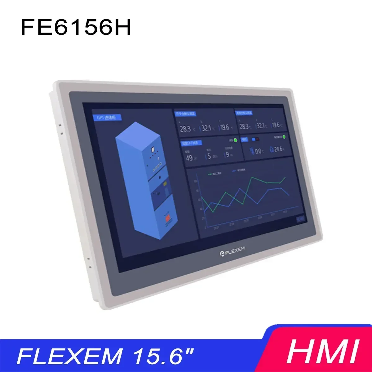 FLEXEM 15 Inch HMI with Ethernet WIFI 4G FE6156H FE9156M FE9156WE Human Machine Interface Industrial Display Supports Most PLCs