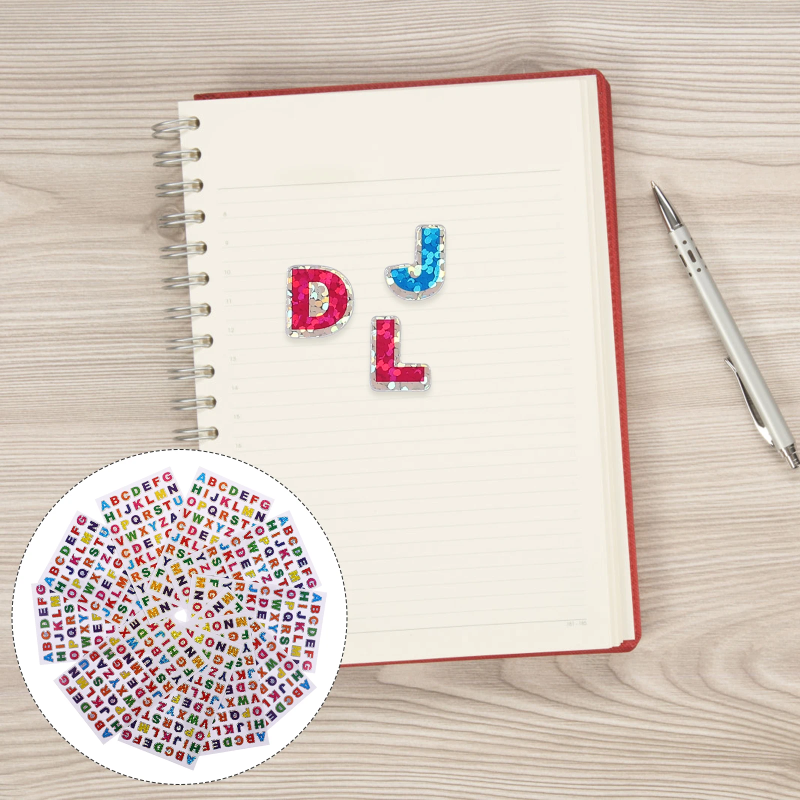 

100pcs Glitter Letter Adorable Alphabet Self-Adhesive Colorful Letters For Scrapbook Notebook Decorative Kids Room