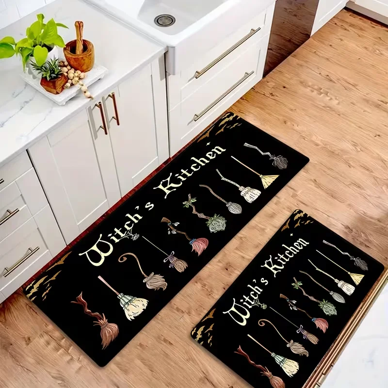Witchs Kitchen Letter Floor Mat Doormat for Living Room Bedroom Door Balcony Decorative Floormat Non-slip Long Strip Area Carpet
