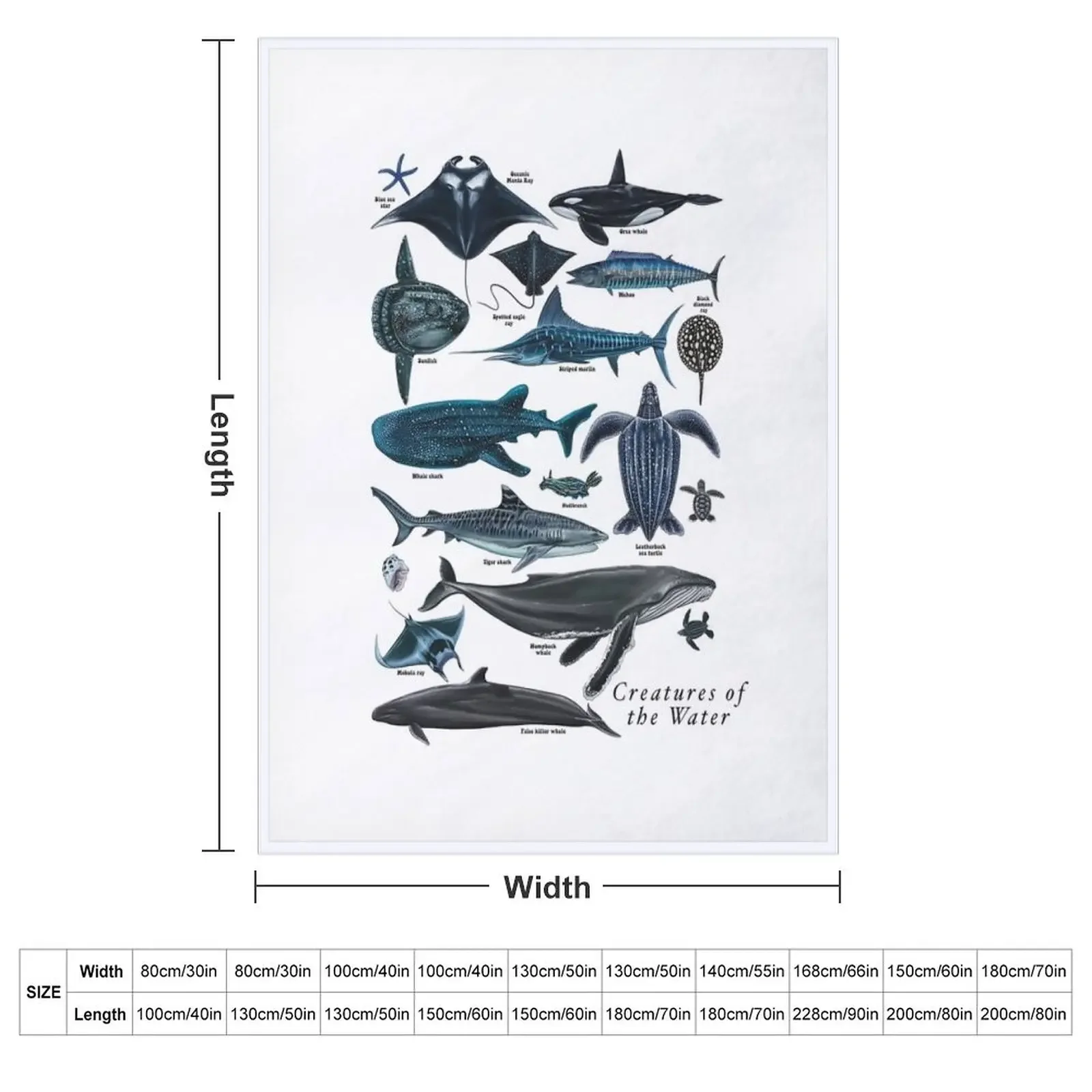 Aquatic creatures Deep Sea Creatures OF WATER Throw Blanket Moving Multi-Purpose Blankets For Baby Personalized Gift Blankets